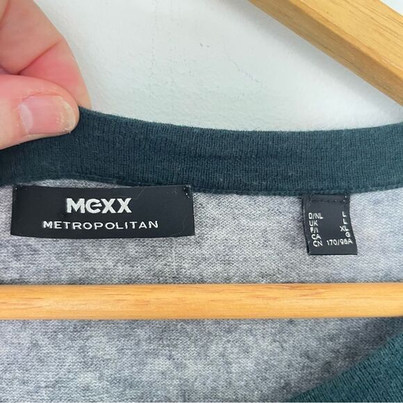 Mexx Grey Green Color Block 3/4 Sleeves Midi Wool Cotton Blend Sweater Dress - Picture 3 of 6